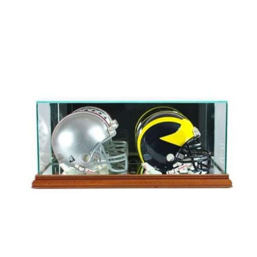 Shop Dbmh-W Double Mini Football Helmet Display Case, Walnut Wholesale