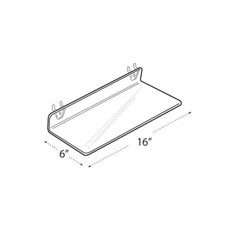 Outlet 16 W X 6 D Clear Acrylic Shelf For Pegboard And Slatwall, Pk4 Online