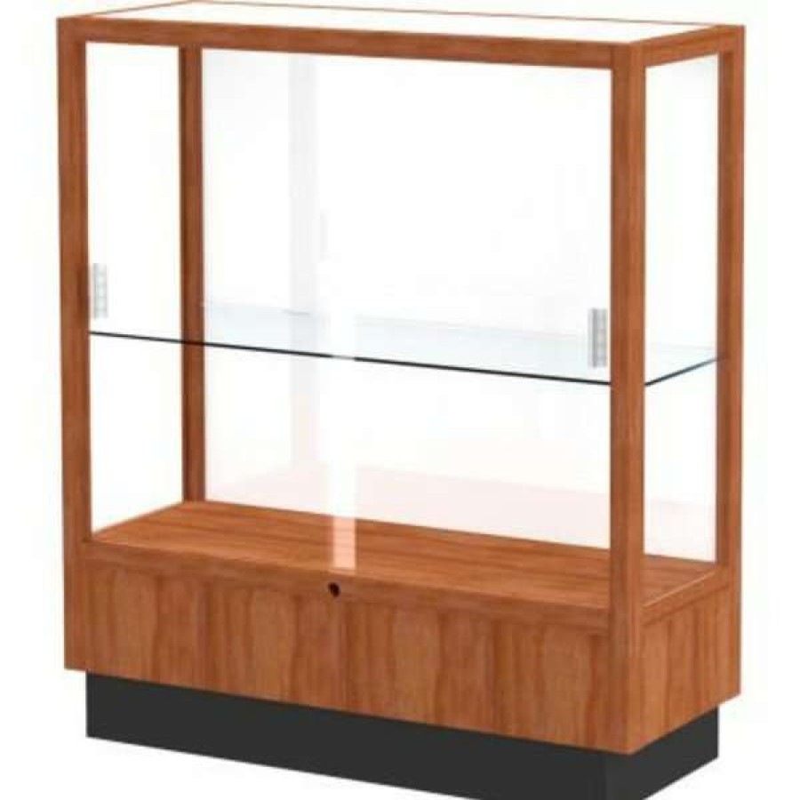 Shop Heritage Display Case Danish Walnut, White Back 36 W X 14 D X 40 H Best