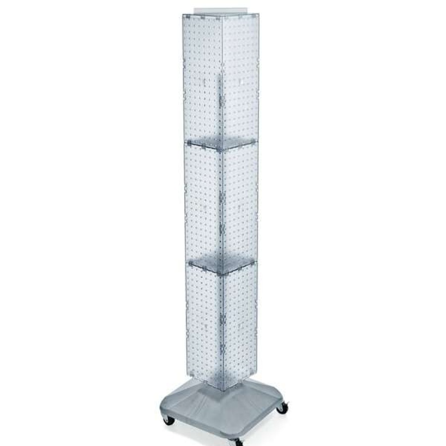 Shop 4-Sided Peg Floor Spinner Rack W/ Wheels. Clear Frost 8 W X 68 H Hot