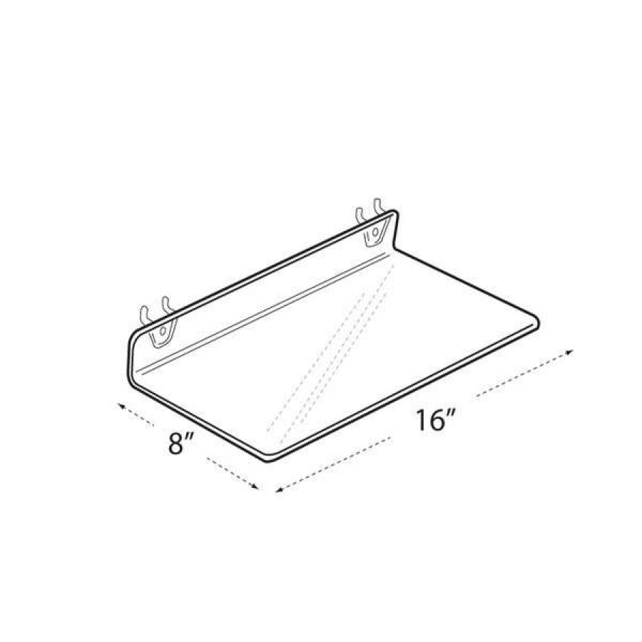 Outlet 16 W X 8 D Clear Acrylic Shelf For Pegboard And Slatwall, Pk4 Online