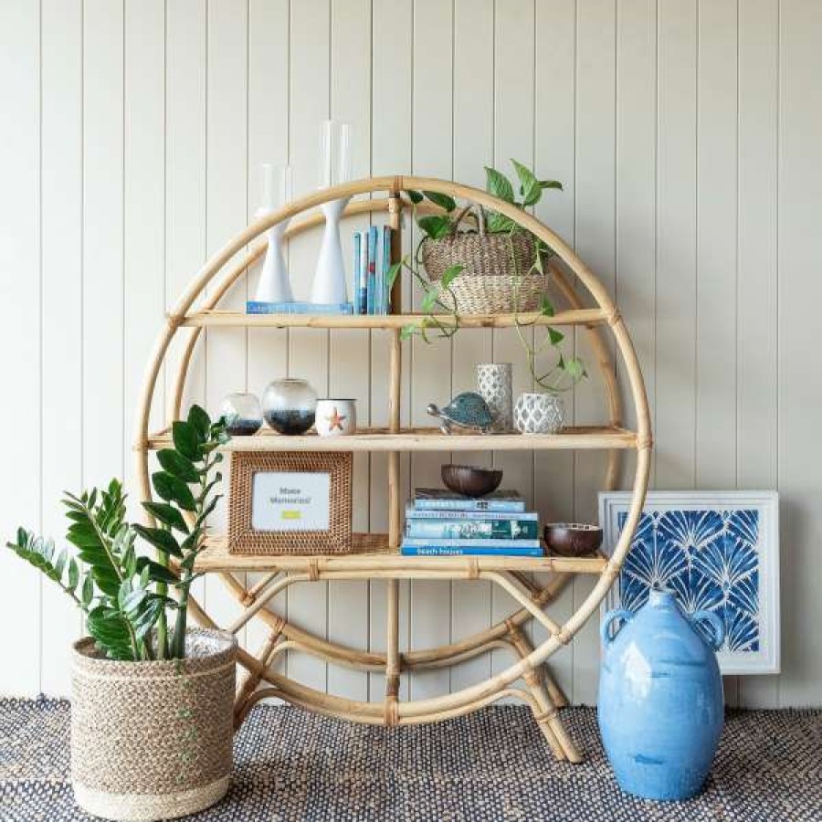 Darlin Popular Samuel Rattan Round Display Shelf New