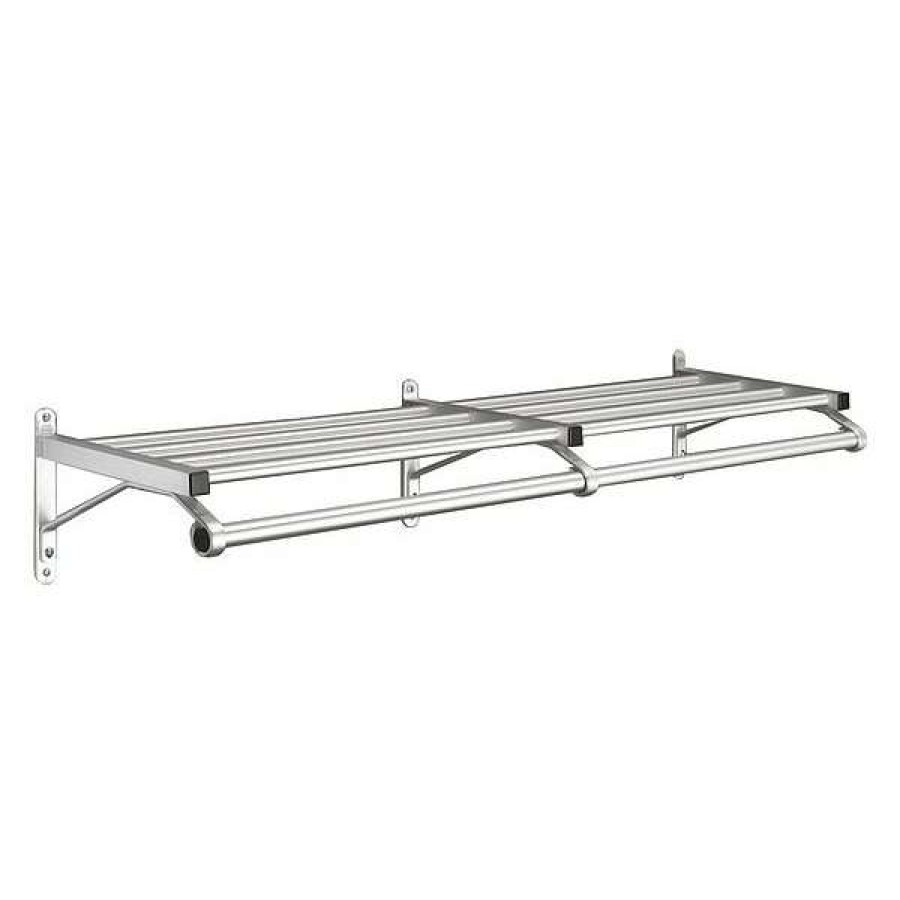 Shop Coat Rack, 1 Shelf, 48 In W, Satin Aluminum Hot