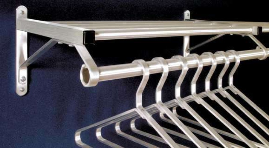 Shop Coat Rack, 1 Shelf, 48 In W, Satin Aluminum Hot