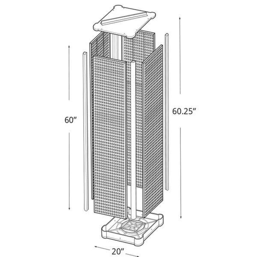 Shop Four-Sided Pegboard Floor Revolving Display Panel Size 16 W X 60 H Wholesale