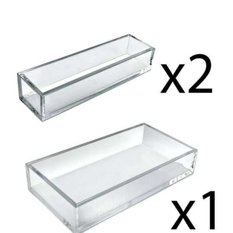 Shop Deluxe Clear Acrylic Tray 3 Piece Set Narrow Trays And Large Tray Best