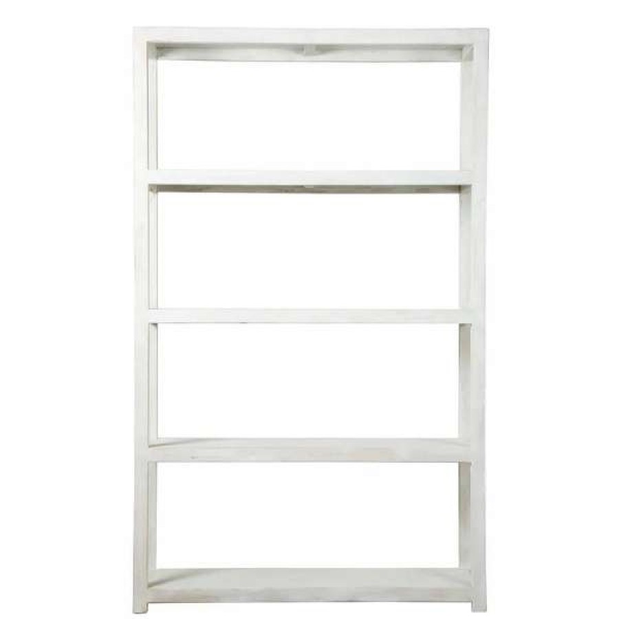 Florabelle Premium Carfu Mango Wood Display Shelf, Large, White Hot