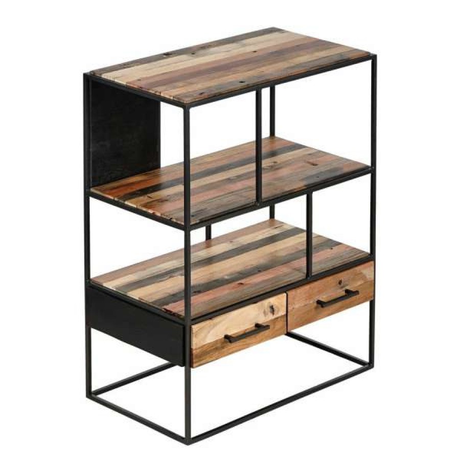 Superb Lifestyles Best-Selling Sublime Commercial Grade Recycled Timber & Steel Compact Display Shelf Best