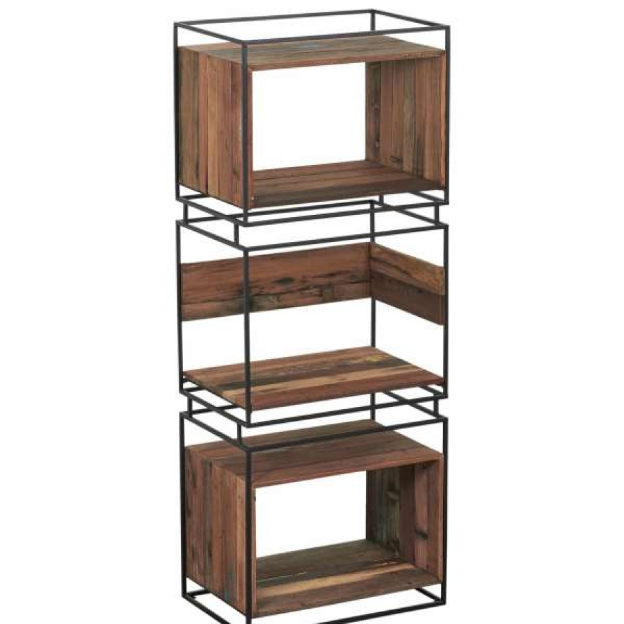 Superb Lifestyles New Arrivals Nako Commercial Grade Reclaimed Timber & Iron Display Shelf Best